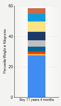 Weight chart for boys 11 years 4 months of age