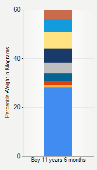 Weight chart for boys 11 years 6 months of age