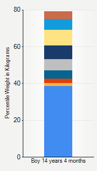 Weight chart for boys 14 years 4 months of age