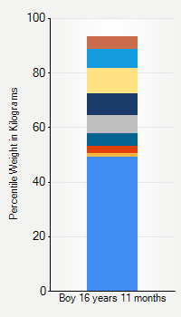 Weight chart for boys 16 years 11 months of age